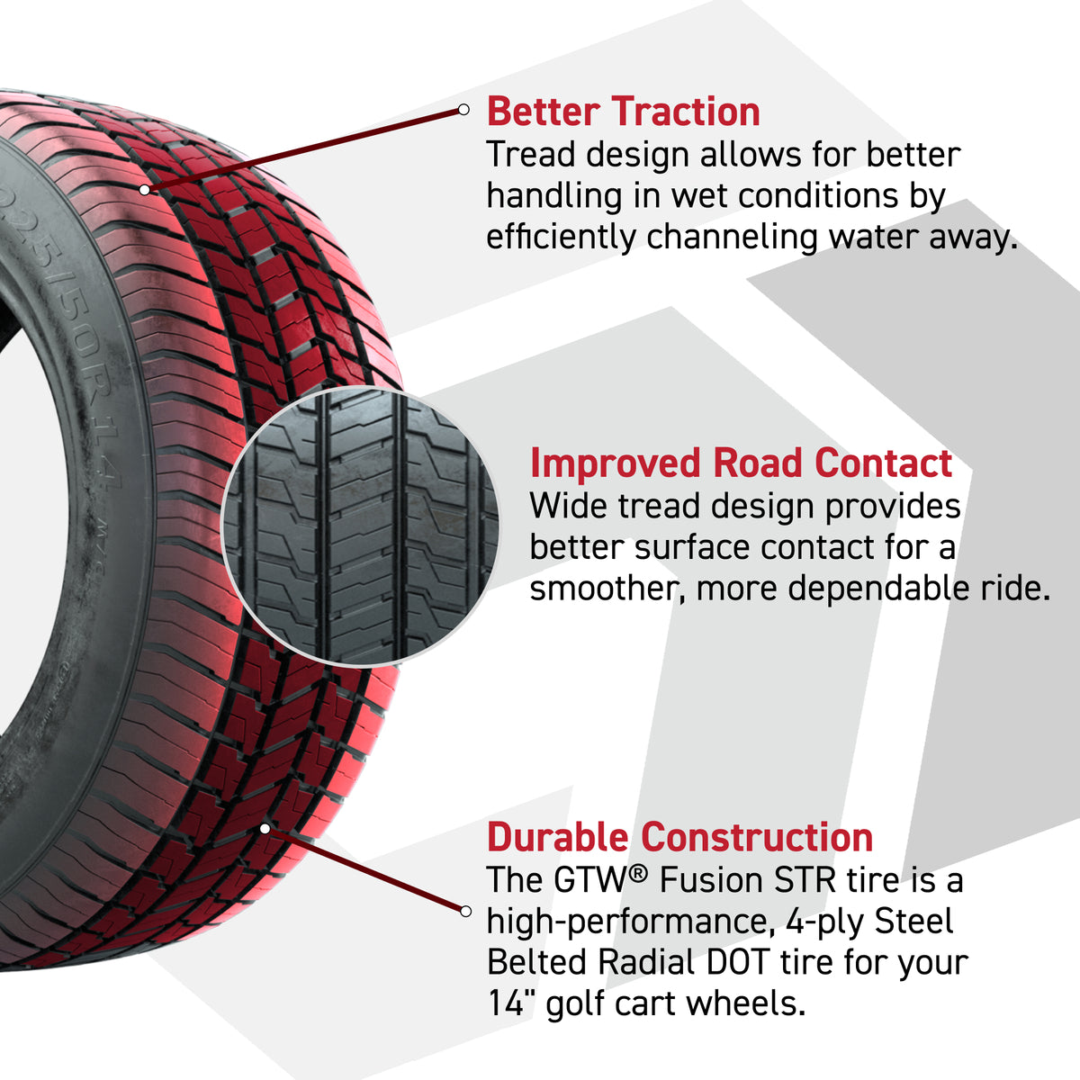 GTW® Boost Chrome 14" Wheels with 225/50-R14 Fusion STR DOT Approved Street Tires - Full Set