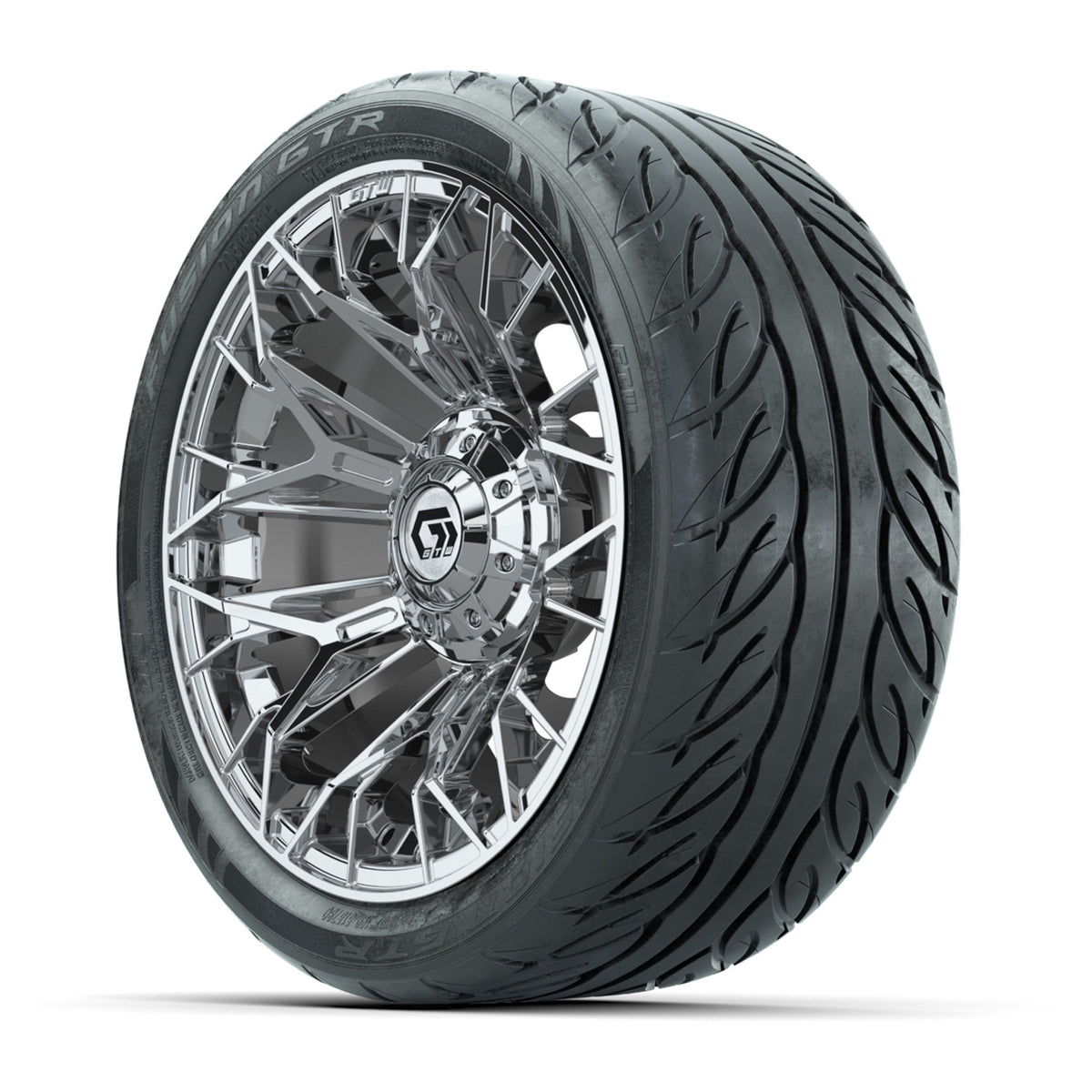 Set of (4) 14" GTW® Stellar Chrome Wheels with 205/40-R14 Fusion GTR Street Tires