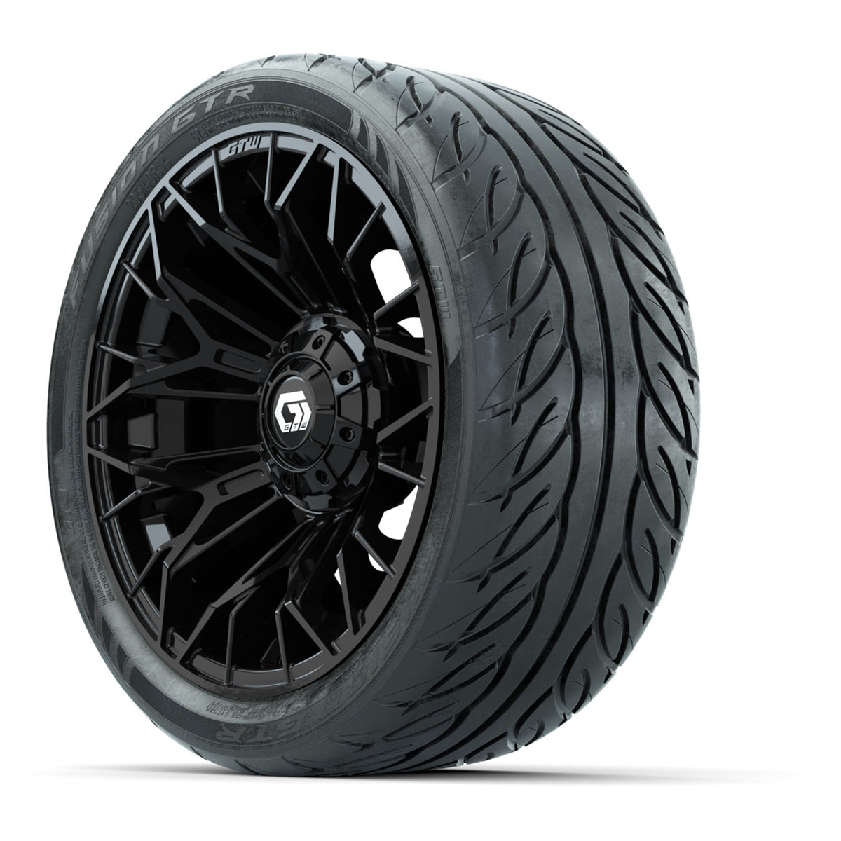 Set of (4) 14" GTW® Stellar Black Wheels with 205/40-R14 Fusion GTR Street Tires