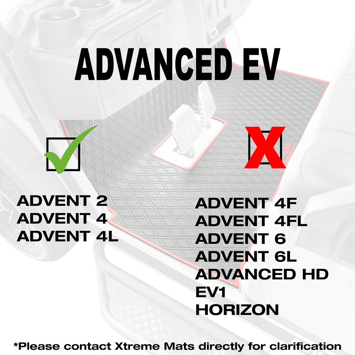 Xtreme Mats Full Coverage Golf Cart Floor Mat – Advanced EV Advent 4 | Black & Blue Trim