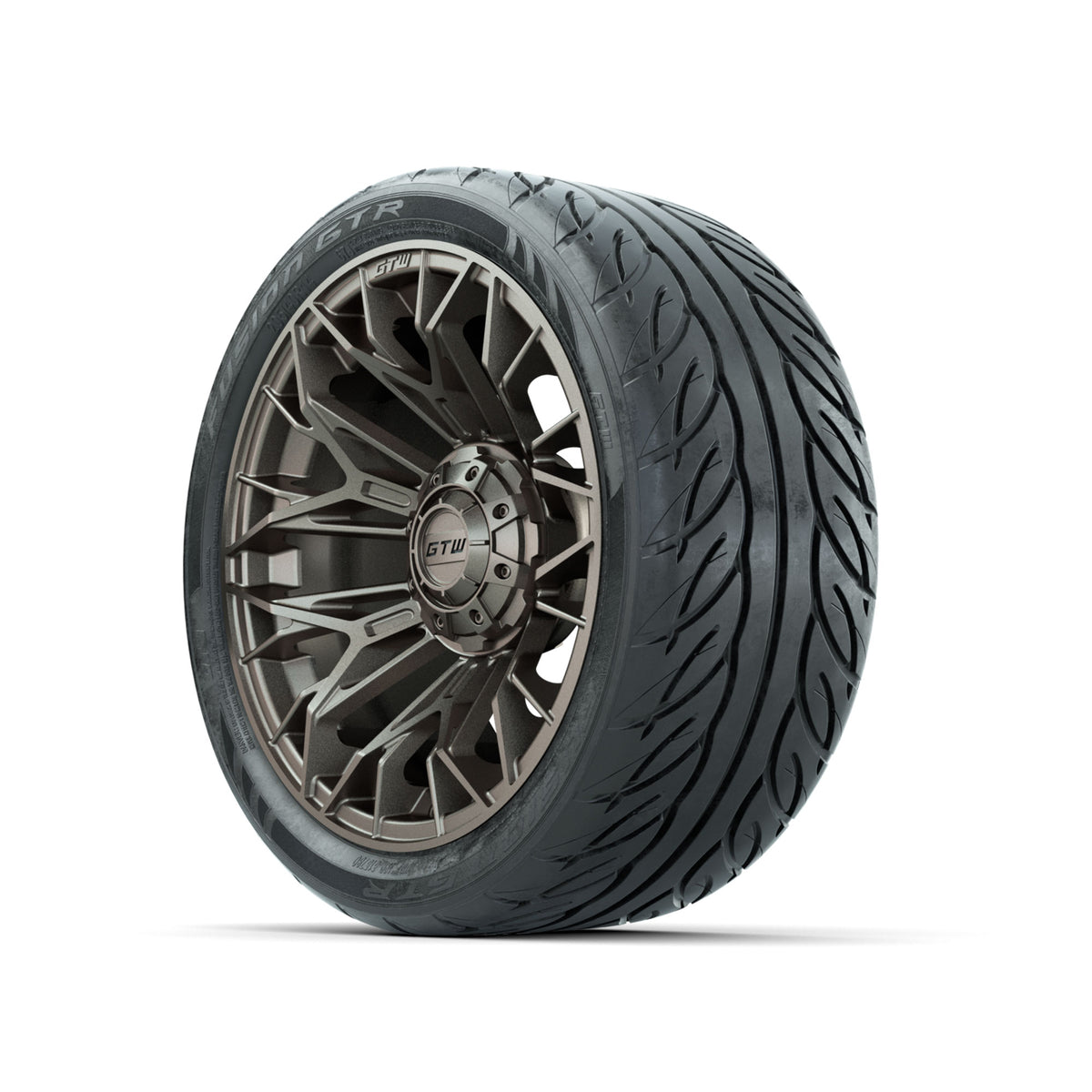 Set of (4) 14" GTW® Stellar Matte Bronze Wheels with 205/40-R14 Fusion GTR Street Tires