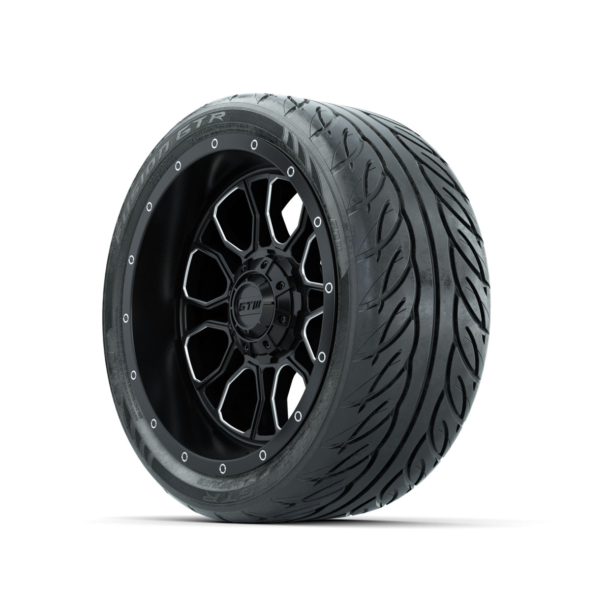 Set of (4) 14" GTW® Volt Machined & Black Wheels with 205/40-R14 Fusion GTR Street Tires