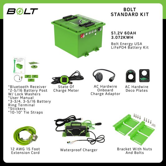 EZGO TXT Lithium Battery 51V 60Ah - Bolt Energy Complete Kit with 12-Year Warranty