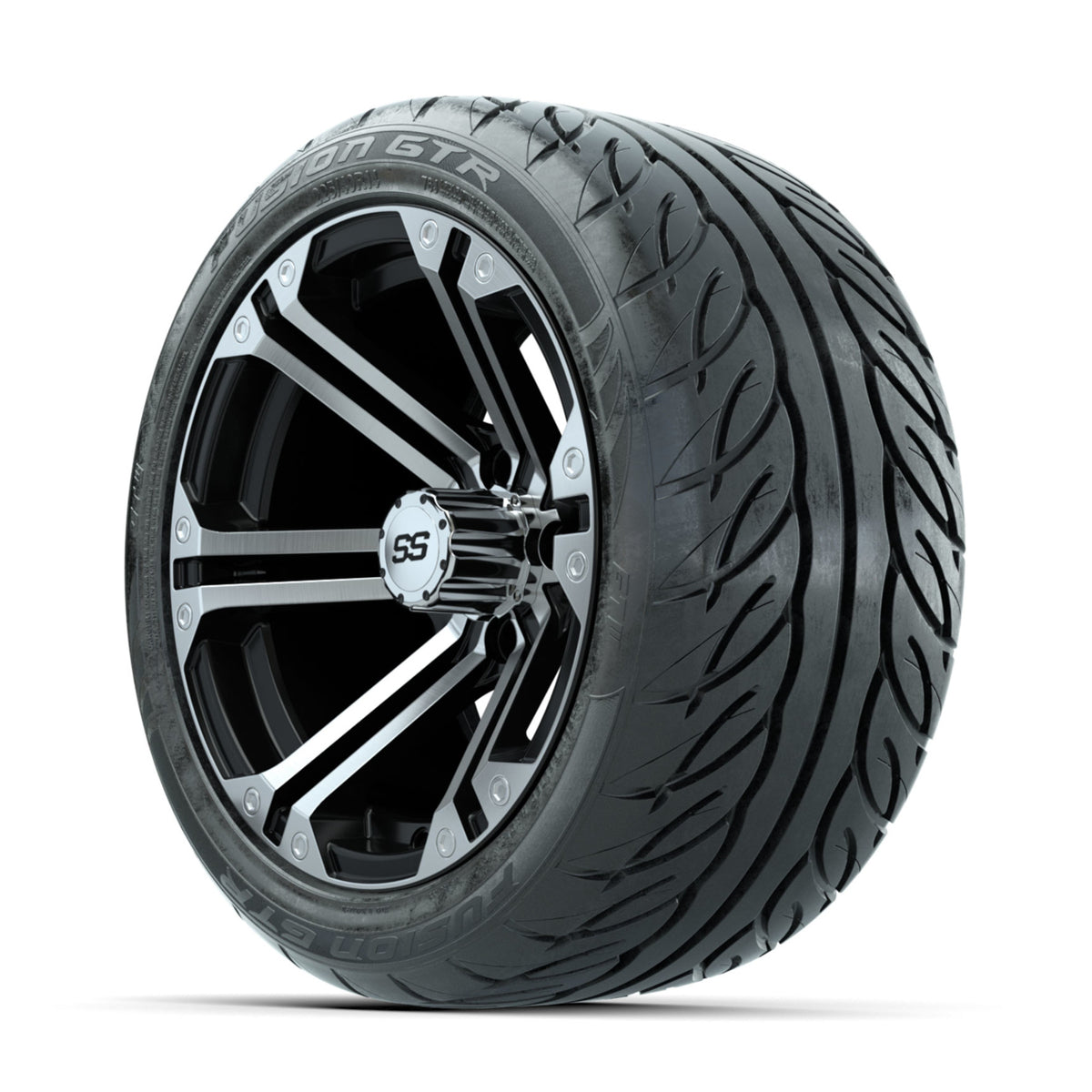 GTW Specter Machined/Black 14 in Wheels with 225/40-R14 Fusion GTR Street Tires Full Set