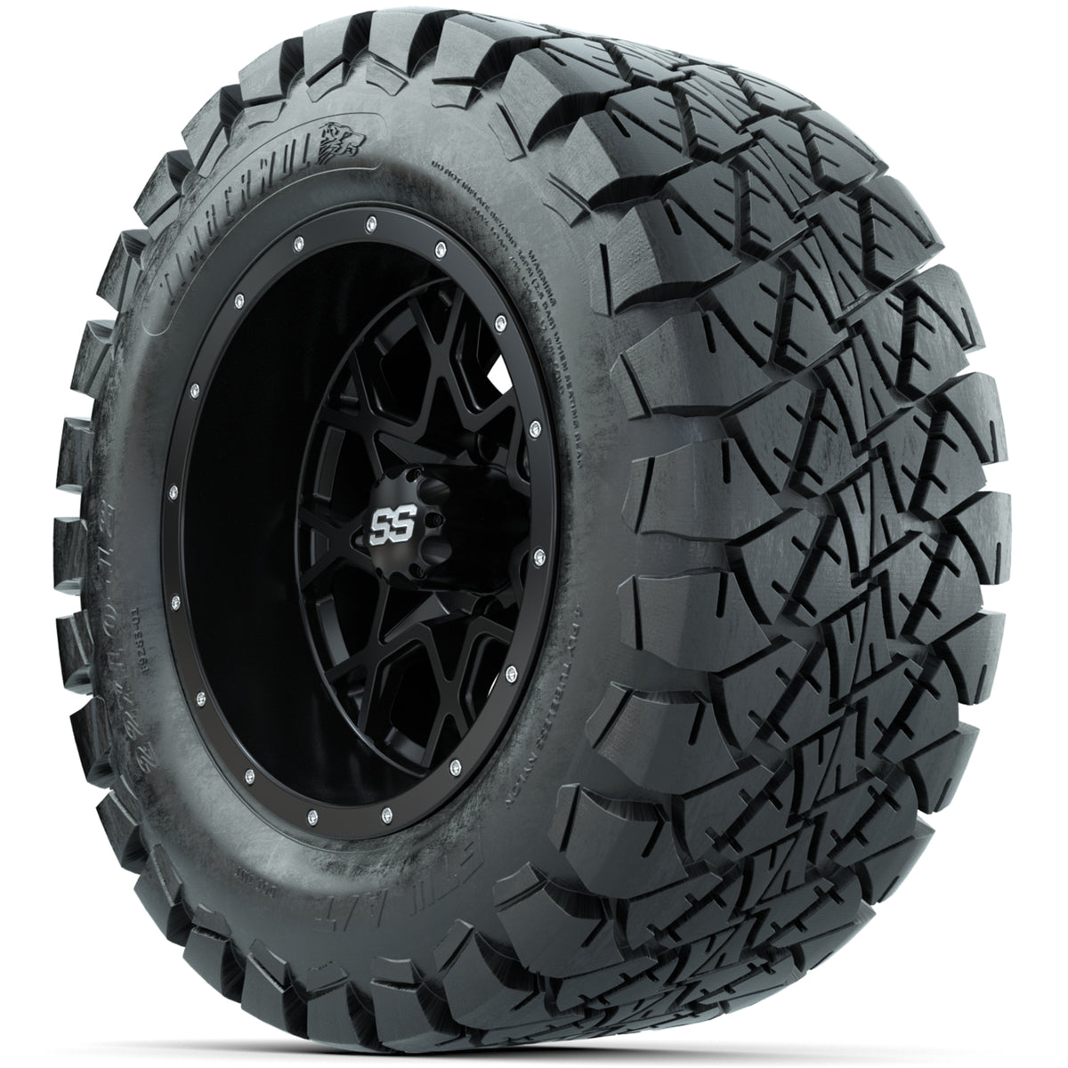 Set of (4) 12" GTW Vortex Wheels with 22x10-12 GTW Timberwolf All-Terrain Tires