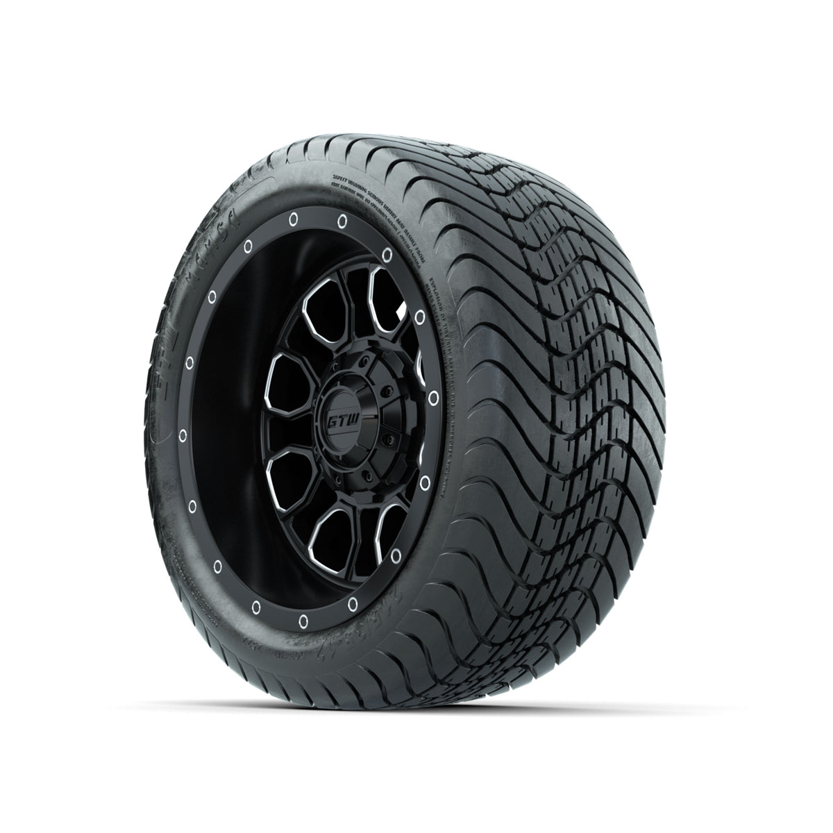 Set of (4) 12" GTW® Volt Machined & Black Wheels with 215/35-12 Mamba Street Tires