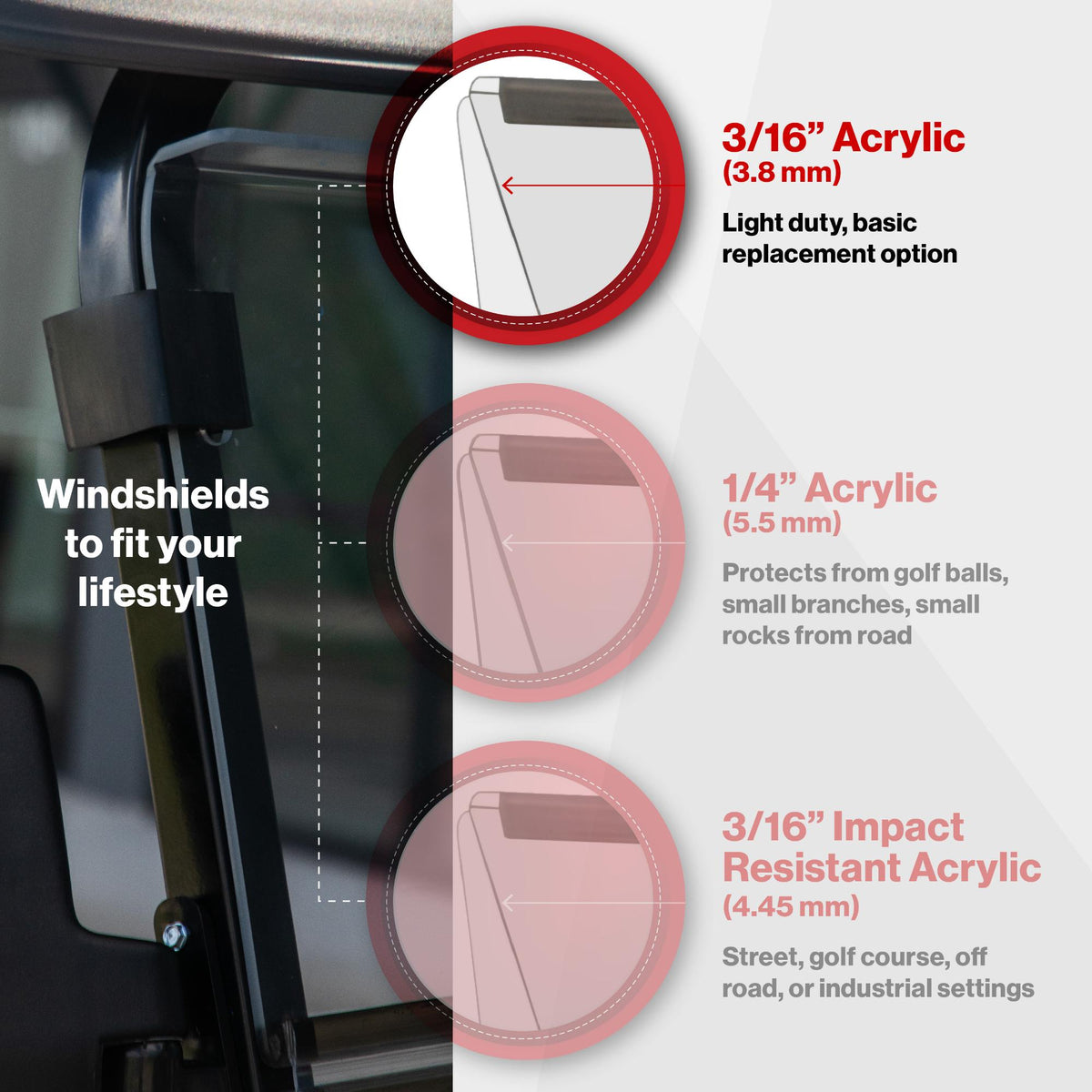 RedDot Denago Rover XL Tinted Folding Windshield | 3/16" Acrylic