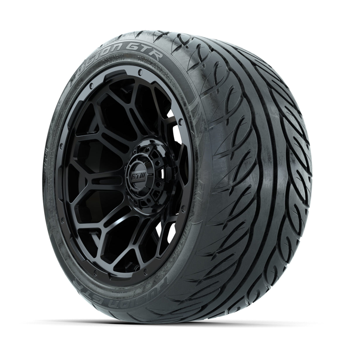 GTW Bravo Matte Black 14 in Wheels with 225/40-R14 Fusion GTR Street Tires Full Set