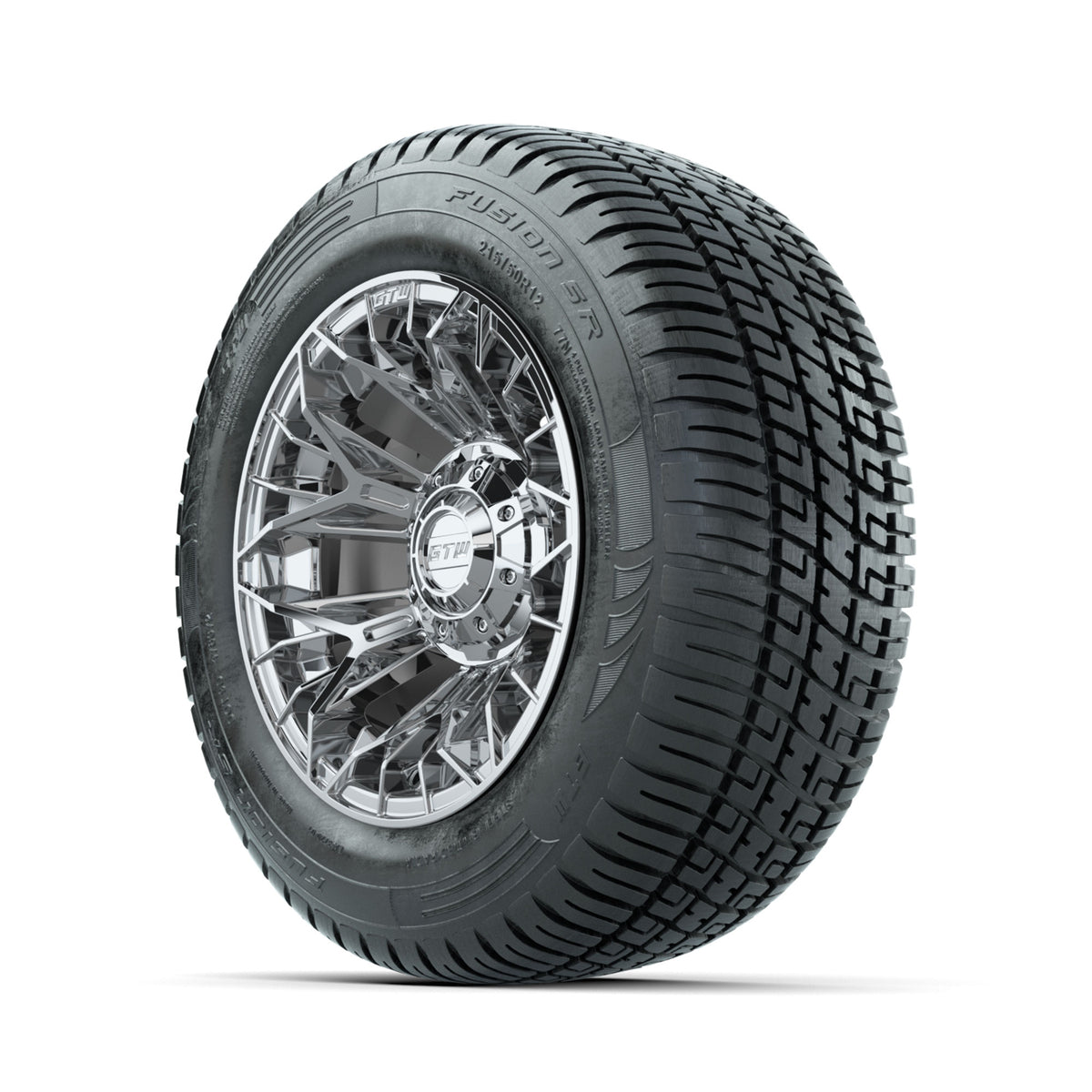Set of (4) 12" GTW® Stellar Chrome Wheels with 215/50-R12 Fusion S/R Street Tires