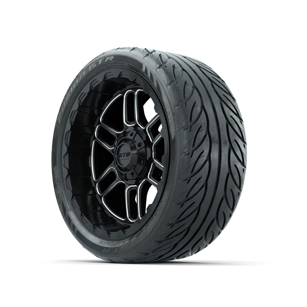 Set of (4) 14" GTW® Titan Machined & Black Wheels with 205/40-R14 Fusion GTR Street Tires