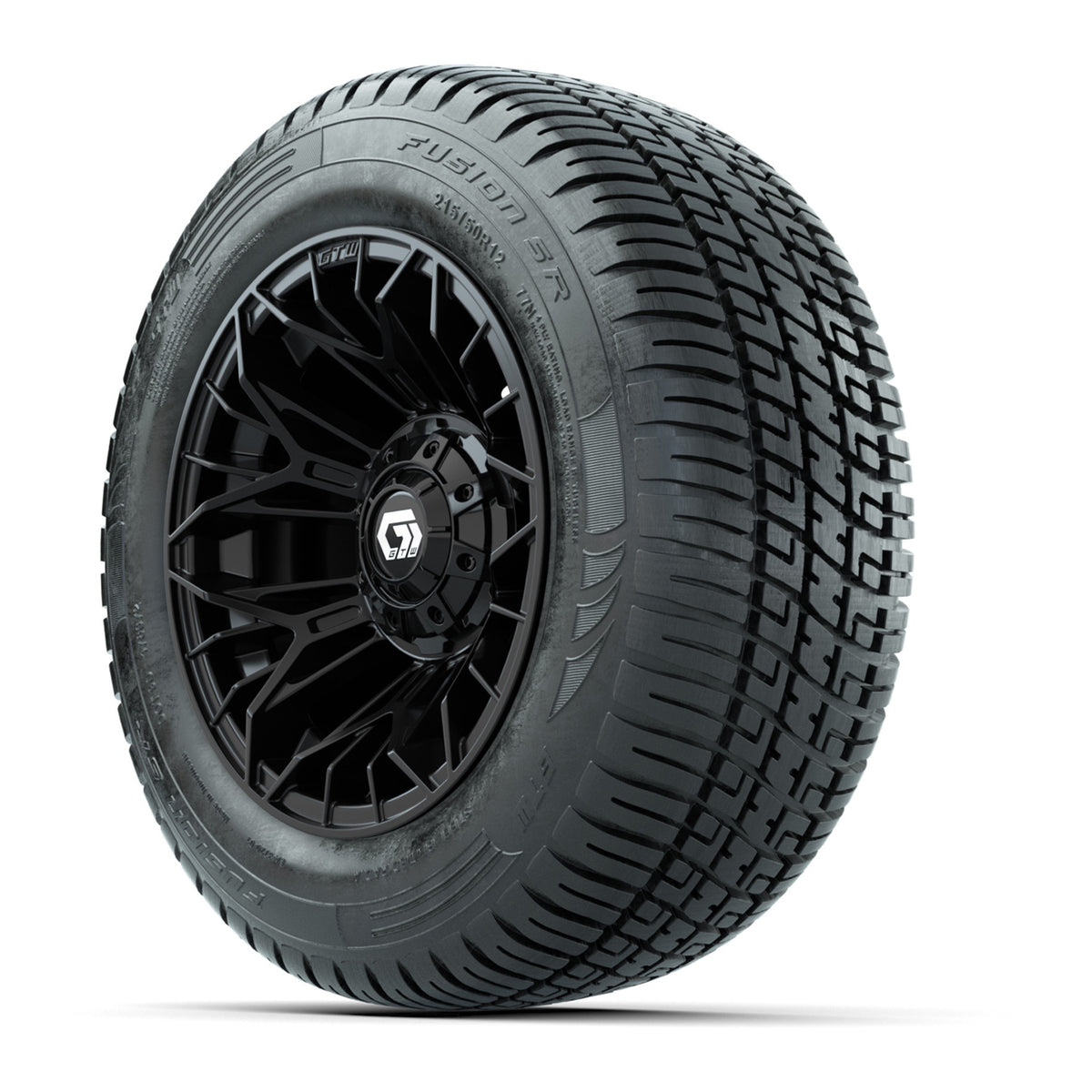 Set of (4) 12" GTW® Stellar Black Wheels with 215/50-R12 Fusion S/R Street Tires