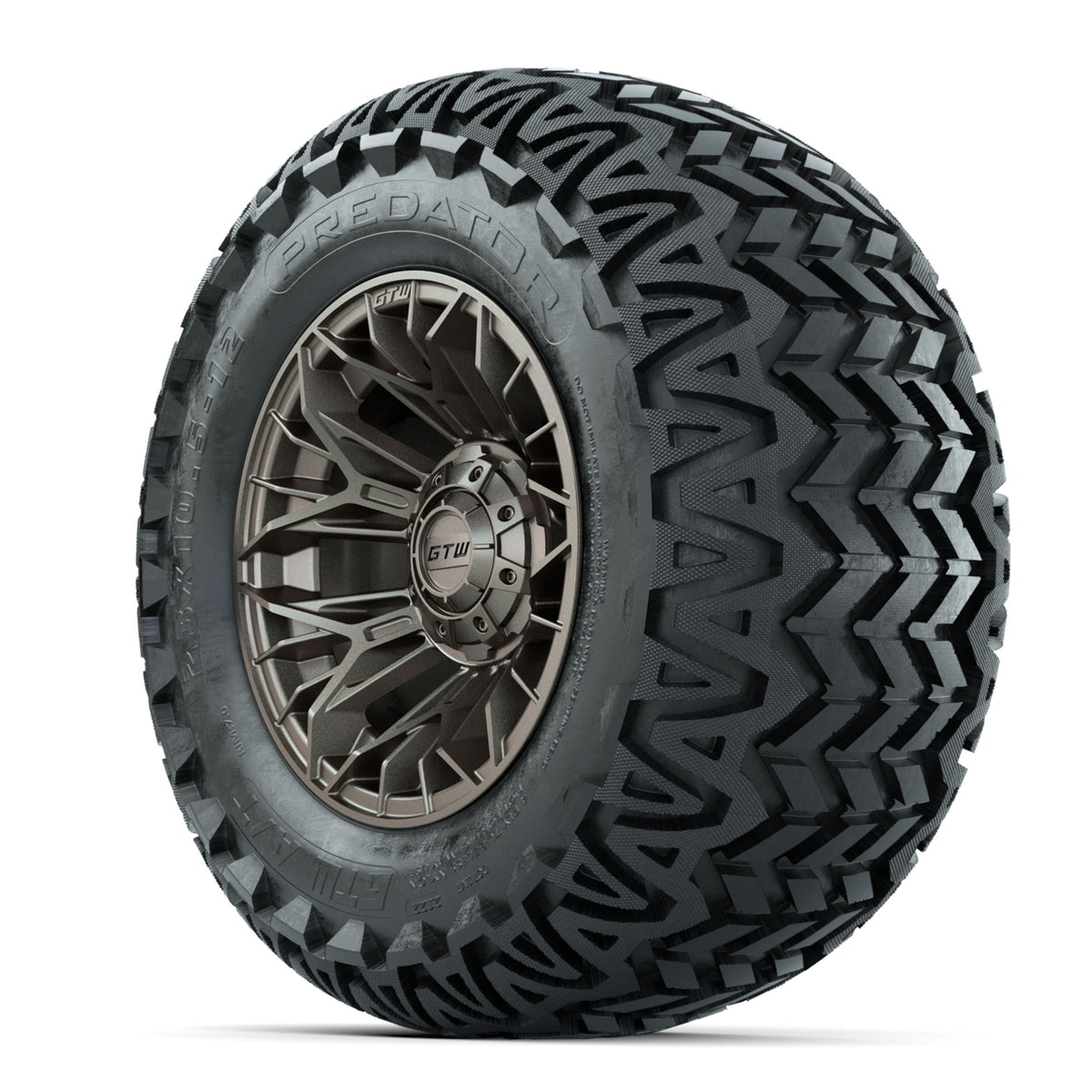 Set of (4) 12" GTW® Stellar Matte Bronze Wheels with 23x10.5-12 Predator All-Terrain Tires