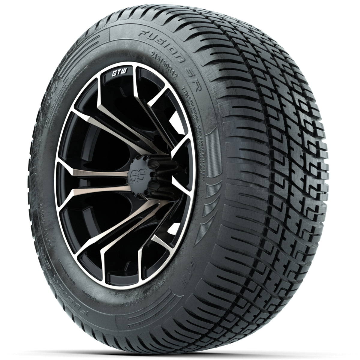 Set of (4) 12" GTW Spyder Wheels with 215/50-R12 Fusion S/R Street Tires