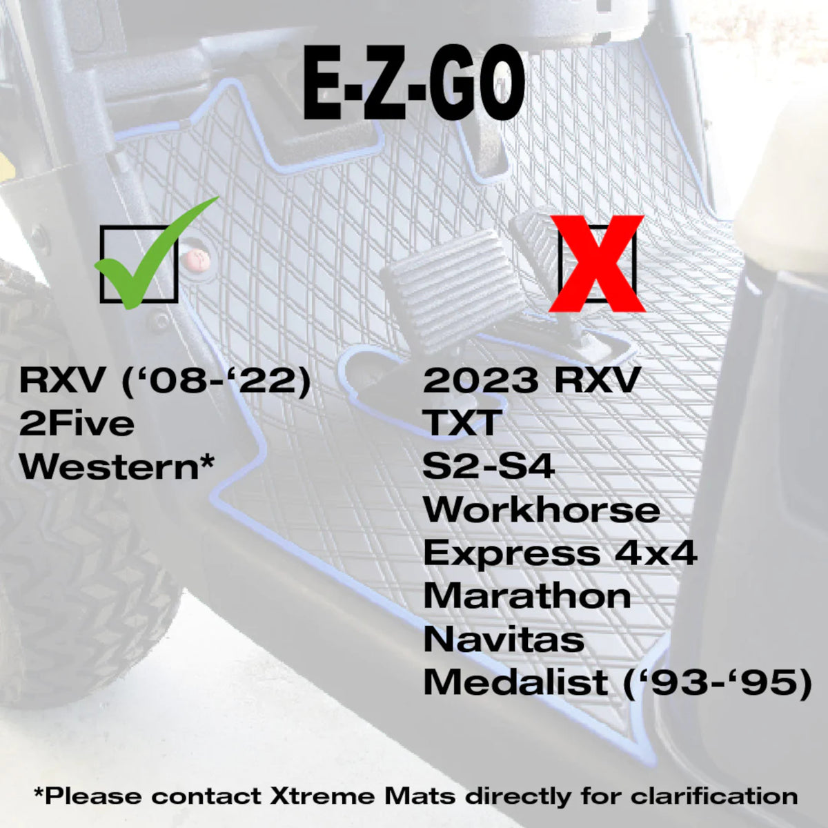 Xtreme Mats Full-Coverage Golf Cart Floor Mat | EZGO RXV 2008-2022 / 2Five / Western – Black/Red