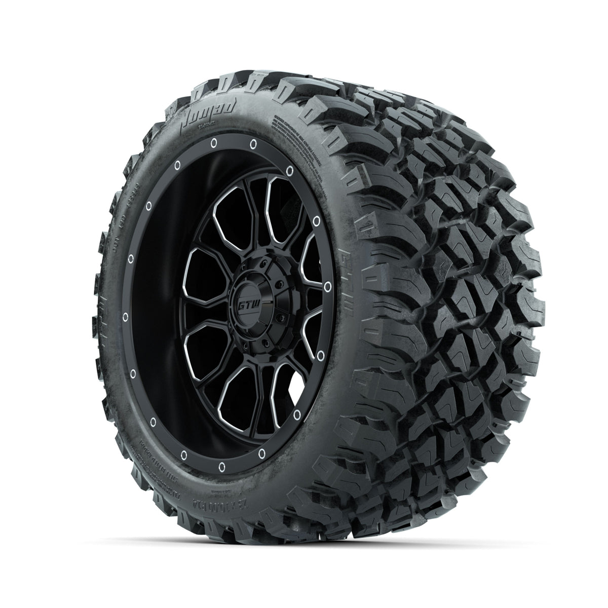 Set of (4) 14" GTW® Volt Machined & Black Wheels with 23x10-R14 Nomad All-Terrain Tires
