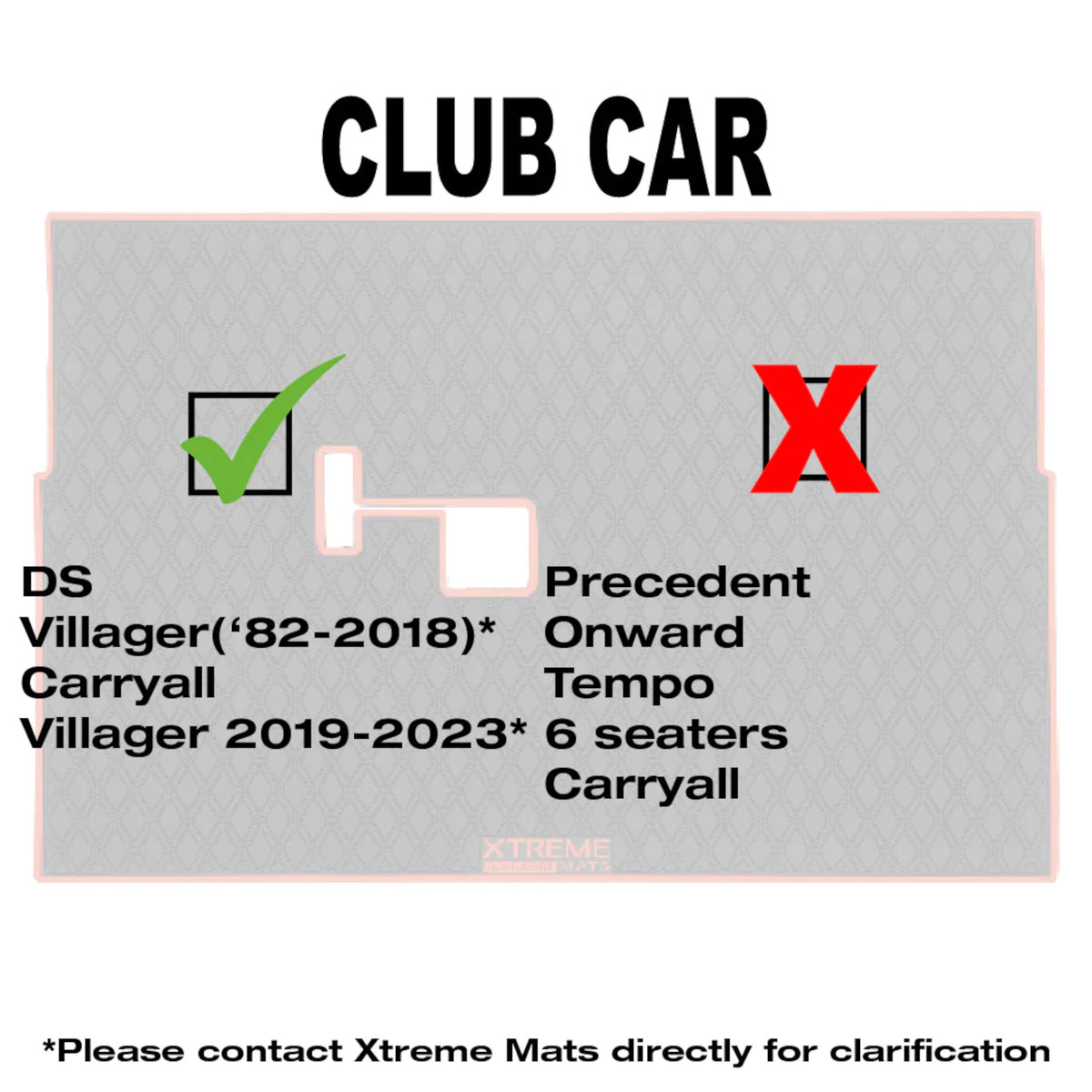 Club Car DS Floor Mat - Xtreme Full Coverage | Black/Grey 1982-2013 Villager