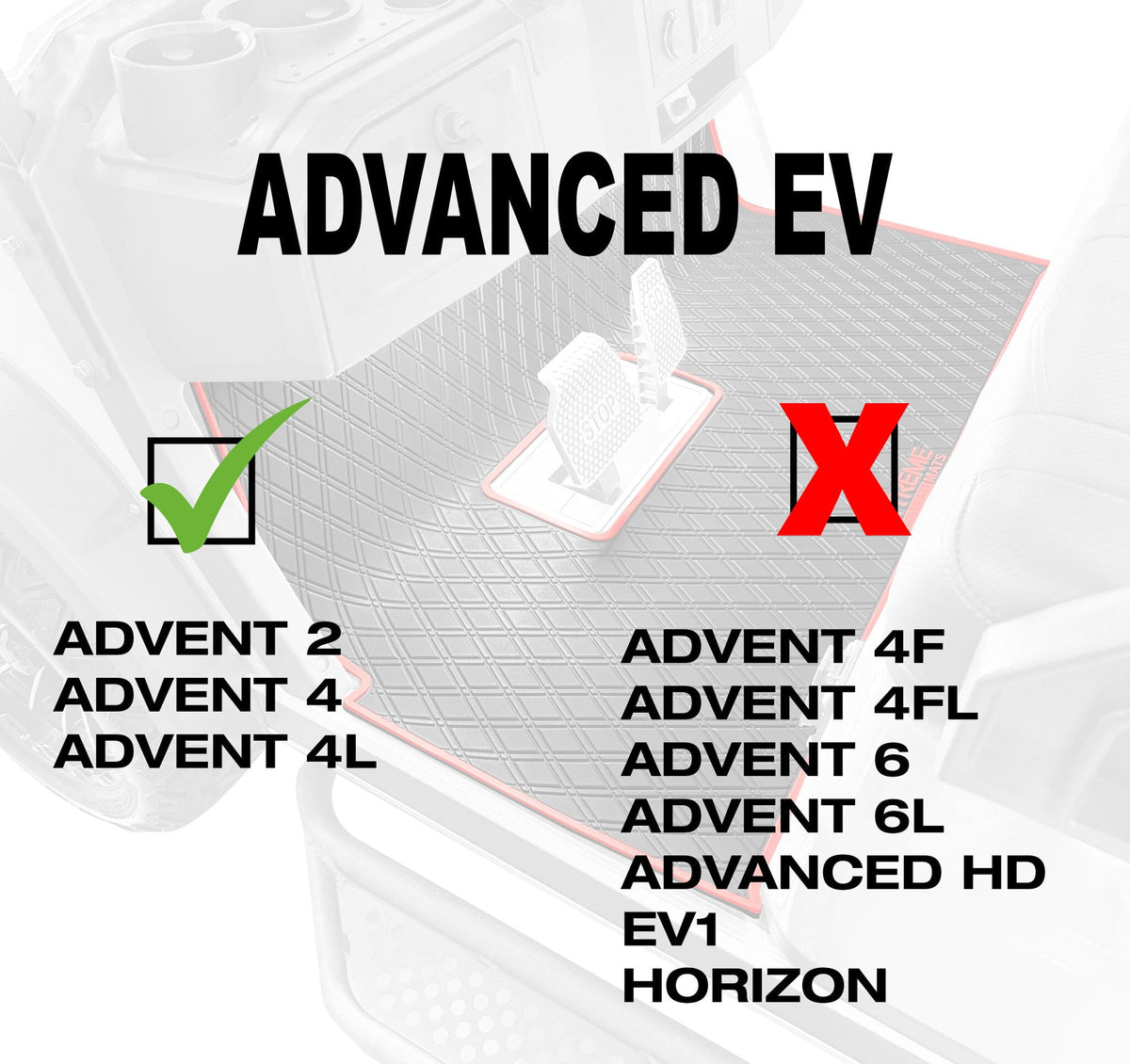 Xtreme Mats Full Coverage Golf Cart Floor Mat – Advanced EV Advent 4 | All Black