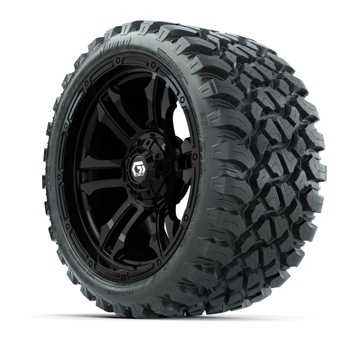 GTW Shogun Gloss Black 15" Wheels with 23x10-R15 Nomad All-Terrain Tires - Set of 4