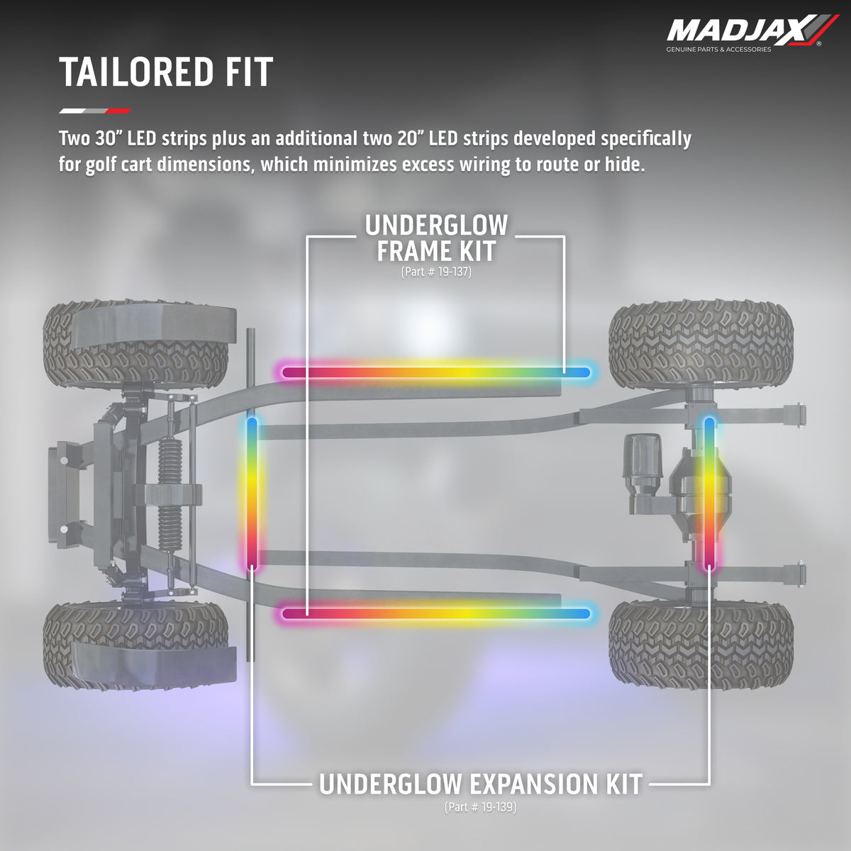 MadJax® Universal LUX Underglow Frame LED Light Kit for Golf Carts
