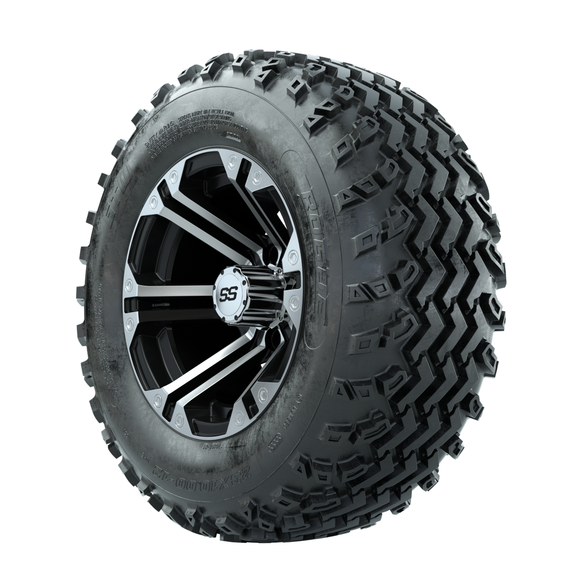 GTW Specter Machined/Black 12 in Wheels with 23x10.00-12 Rogue All Terrain Tires Full Set