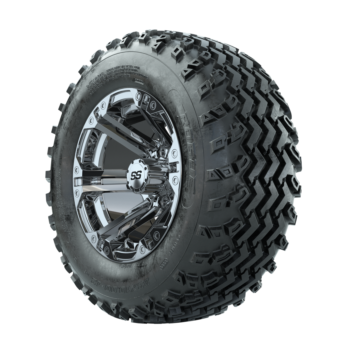 GTW Specter Chrome 12 in Wheels with 23x10.00-12 Rogue All Terrain Tires Full Set