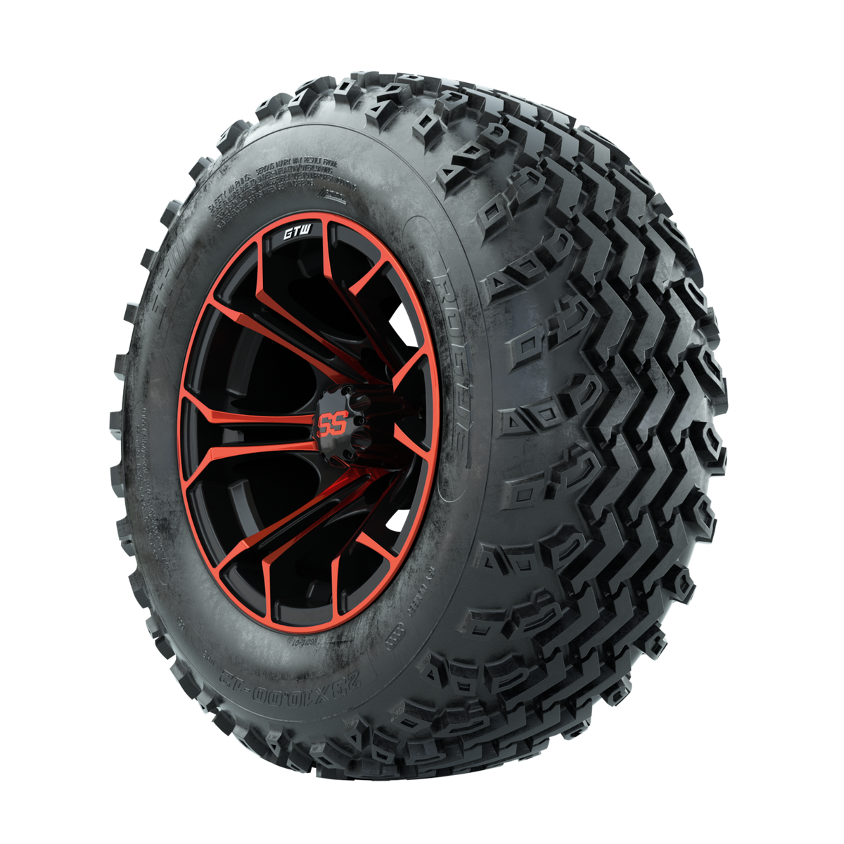GTW Spyder Red/Black 12 in Wheels with 23x10.00-12 Rogue All Terrain Tires Full Set