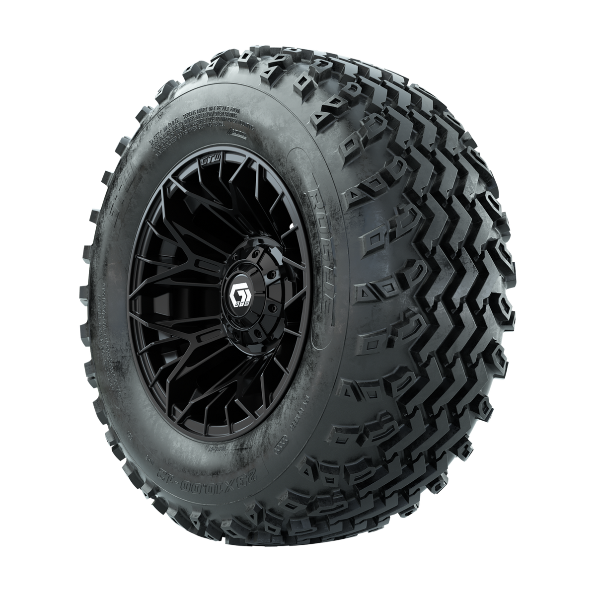 GTW Stellar Black 12 in Wheels with 23x10.00-12 Rogue All Terrain Tires Full Set