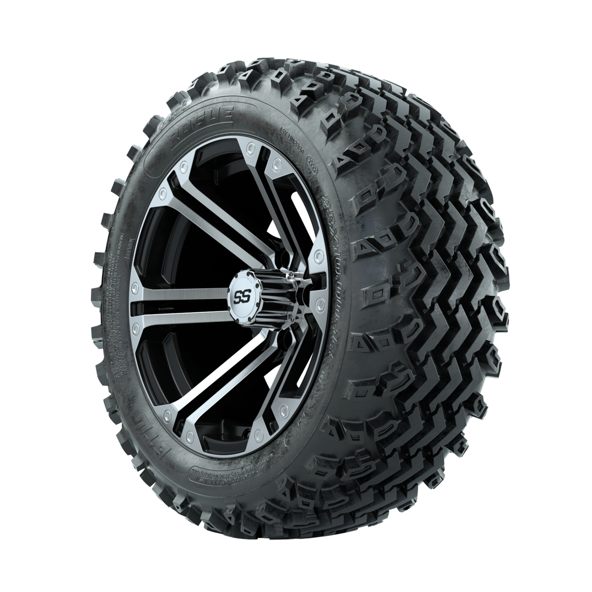 GTW Specter Machined/Black 14 in Wheels with 23x10.00-14 Rogue All Terrain Tires Full Set