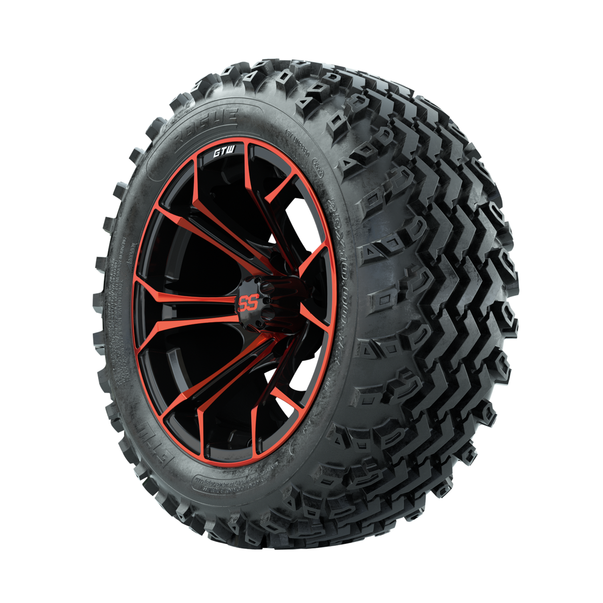 GTW Spyder Red/Black 14 in Wheels with 23x10.00-14 Rogue All Terrain Tires Full Set