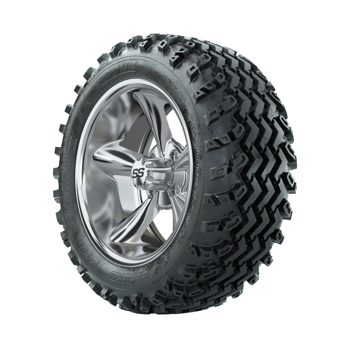 GTW Godfather Chrome 14 in Wheels with 23x10.00-14 Rogue All Terrain Tires Full Set