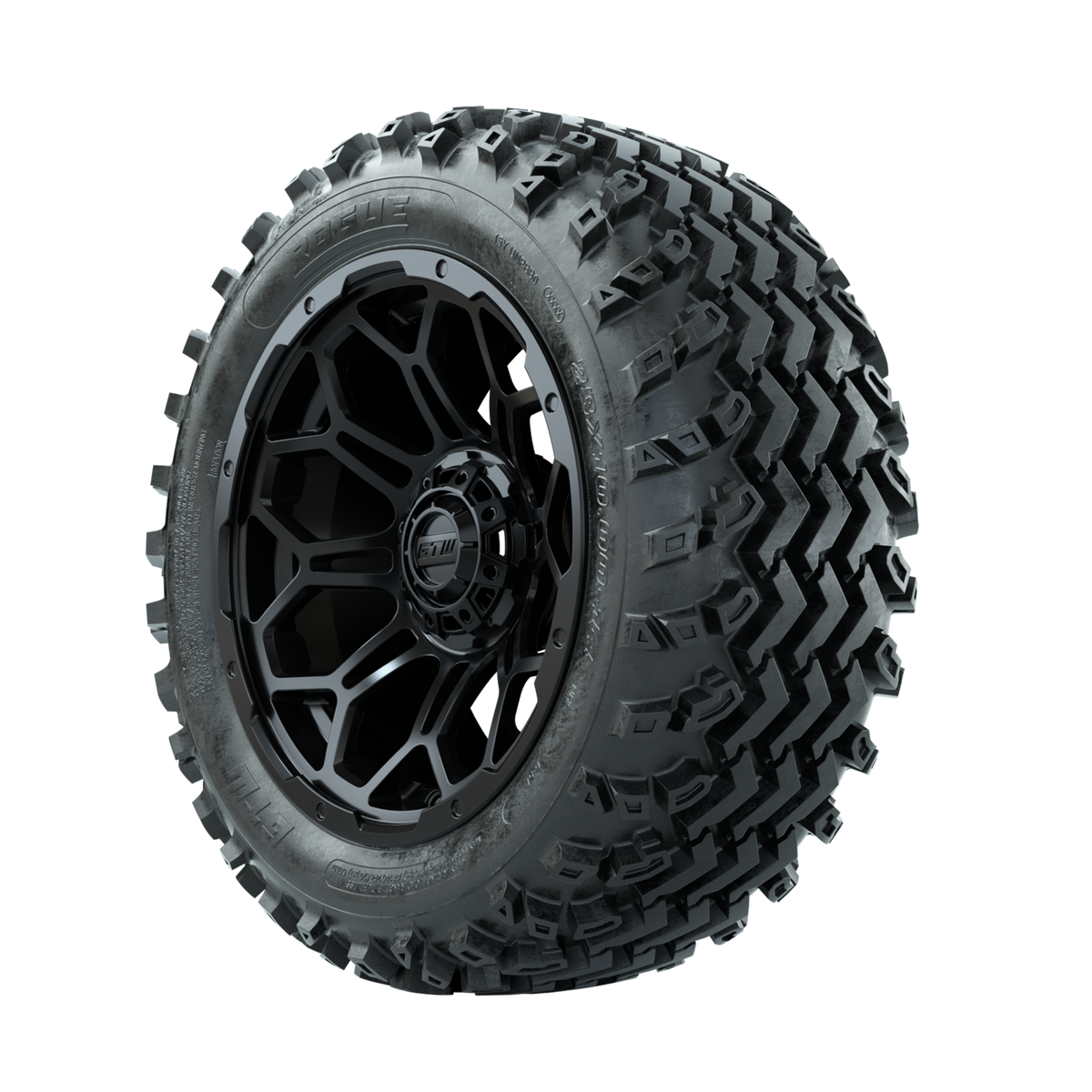 GTW Bravo Matte Black 14 in Wheels with 23x10.00-14 Rogue All Terrain Tires Full Set