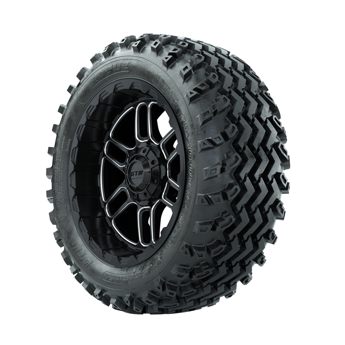 GTW Titan Machined/Black 14 in Wheels with 23x10.00-14 Rogue All Terrain Tires Full Set
