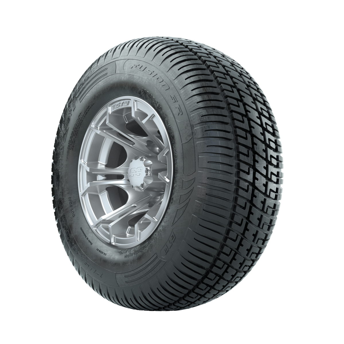 GTW Spyder Silver Brush 10 in Wheels with 205/65-R10 Fusion SR Steel Belted Radial Tires Full Set
