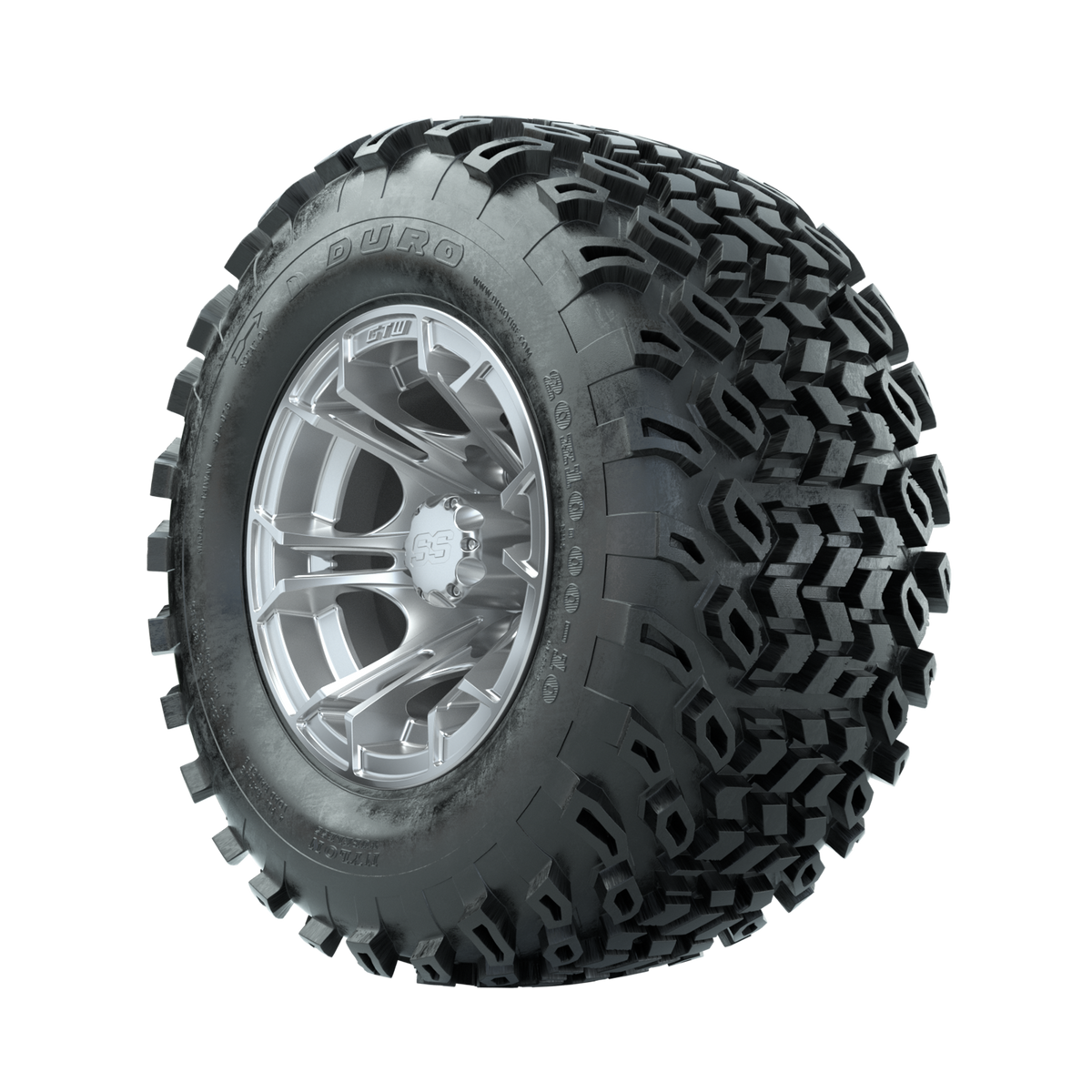 GTW Spyder Silver Brush 10 in Wheels with 20x10-10 Duro Desert All Terrain Tires Full Set