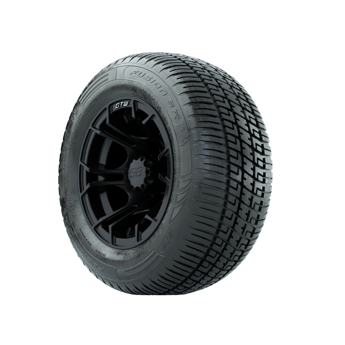 GTW Spyder Matte Black 10 in Wheels with 205/50-10 Fusion SR Steel Belted Radial Tires Full Set