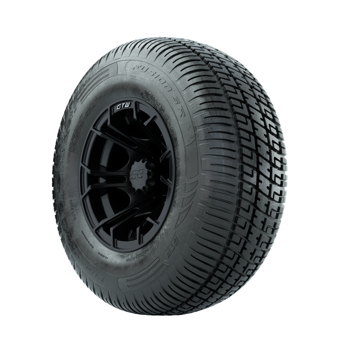 GTW Spyder Matte Black 10 in Wheels with 205/65-R10 Fusion SR Steel Belted Radial Tires Full Set