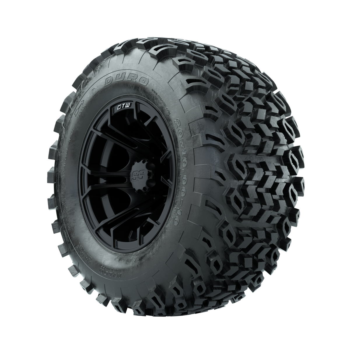 GTW Spyder Matte Black 10 in Wheels with 20x10-10 Duro Desert All Terrain Tires Full Set