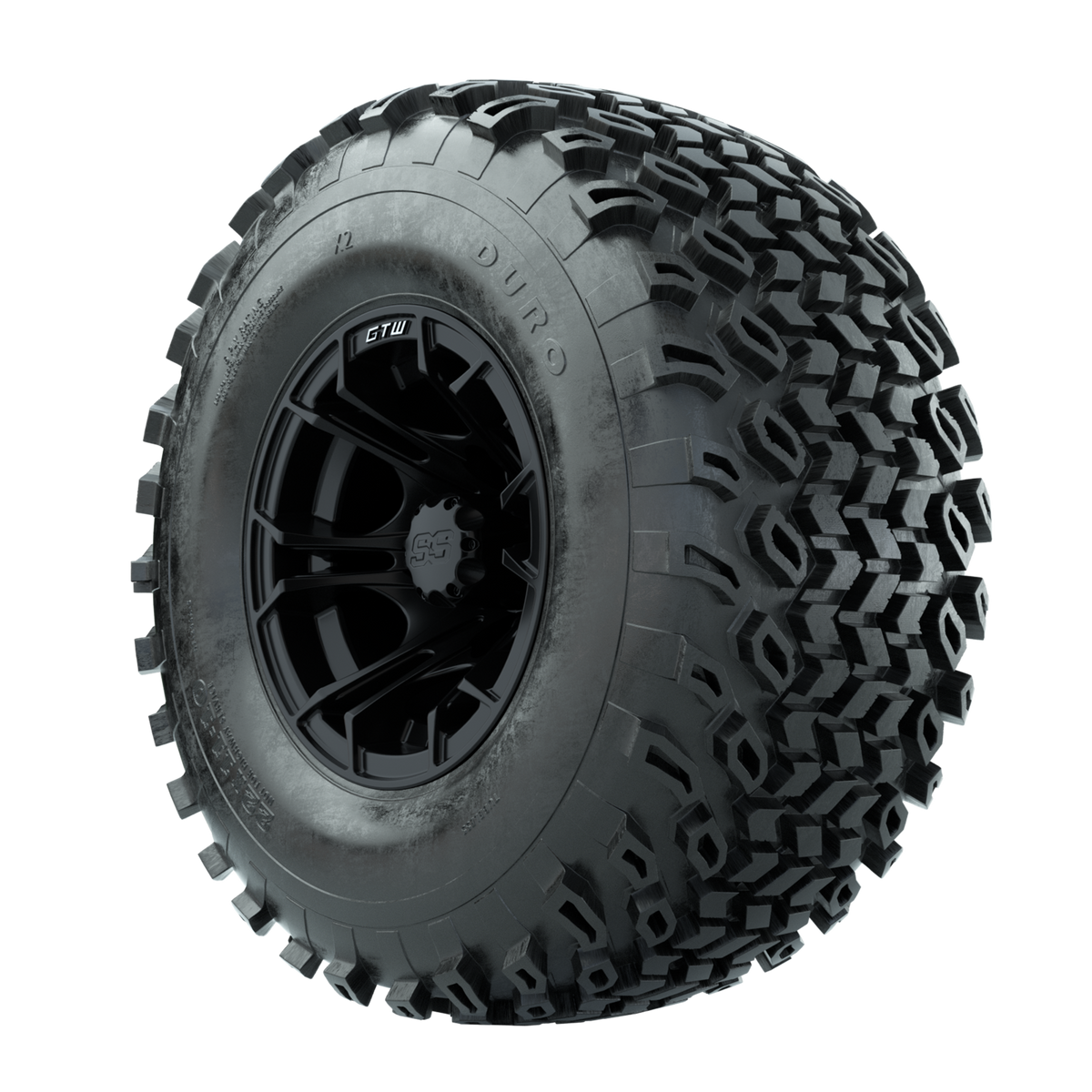 GTW Spyder Matte Black 10 in Wheels with 22x11-10 Duro Desert All Terrain Tires Full Set