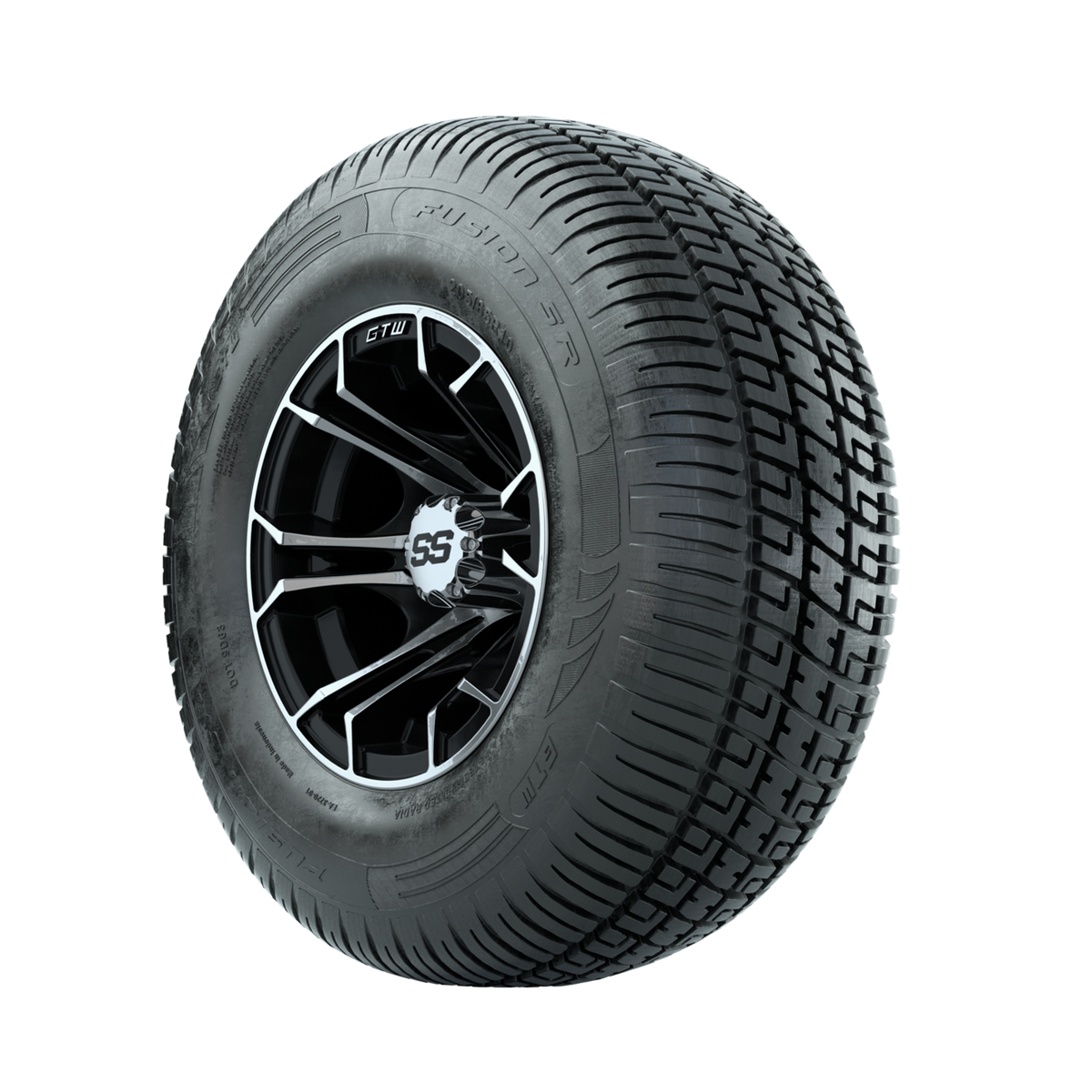 GTW Spyder Machined/Black 10 in Wheels with 205/65-R10 Fusion SR Steel Belted Radial Tires Full Set