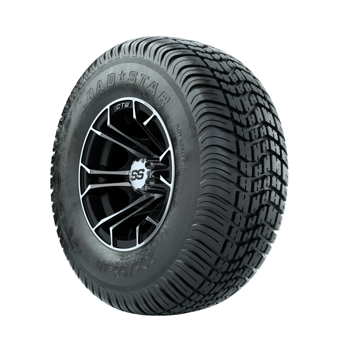 GTW Spyder Machined/Black 10 in Wheels with 205/65-10 Kenda Load Star Street Tires Full Set