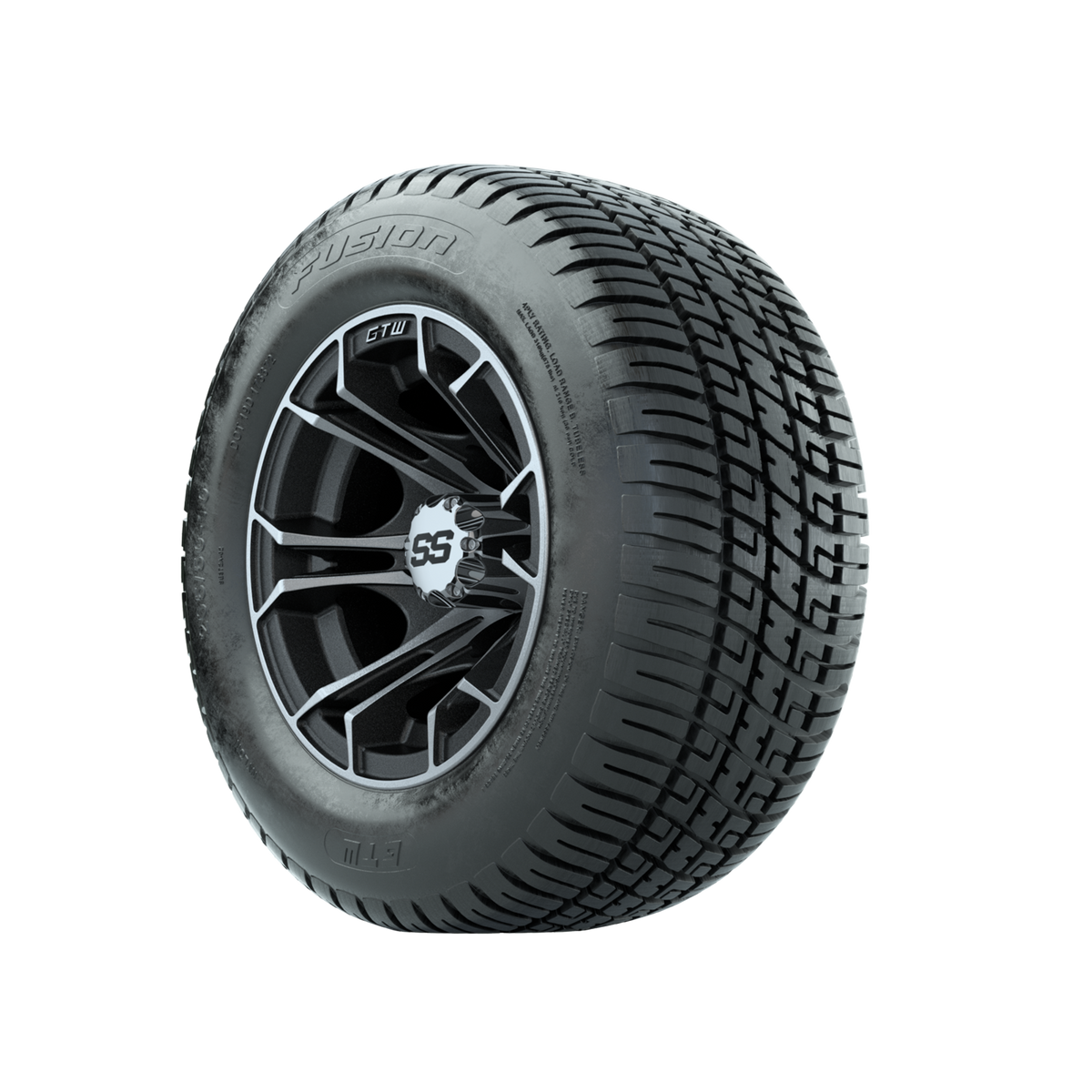 GTW Spyder Machined/Matte Grey 10 in Wheels with 205/50-10 Fusion Street Tires Full Set