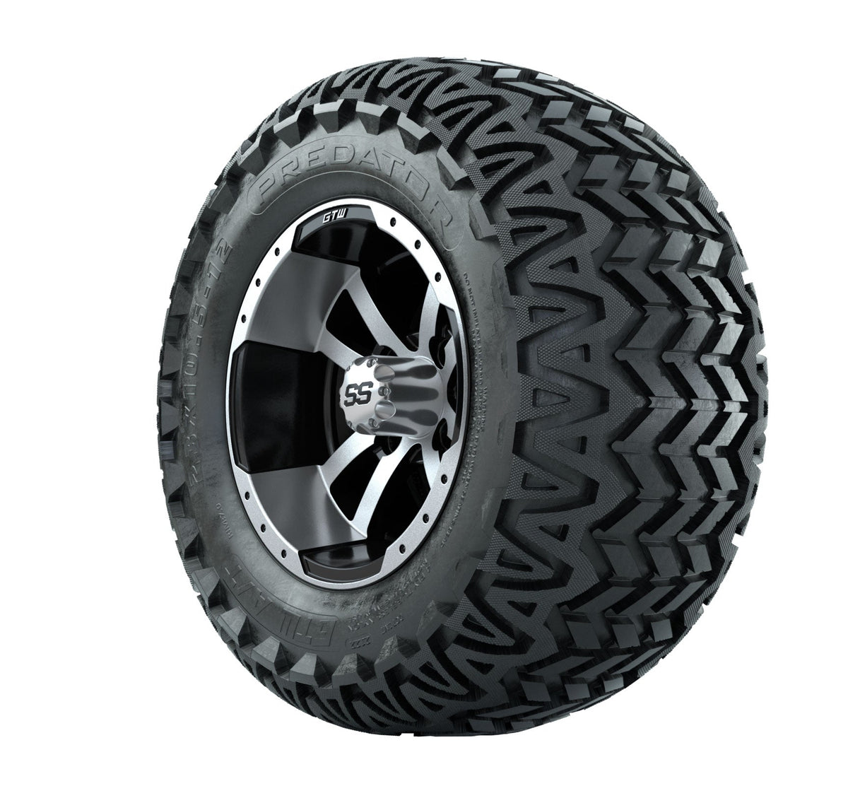 GTW Storm Trooper 12" Black & Machined Wheels with 23" Predator A/T Tires — Set of 4