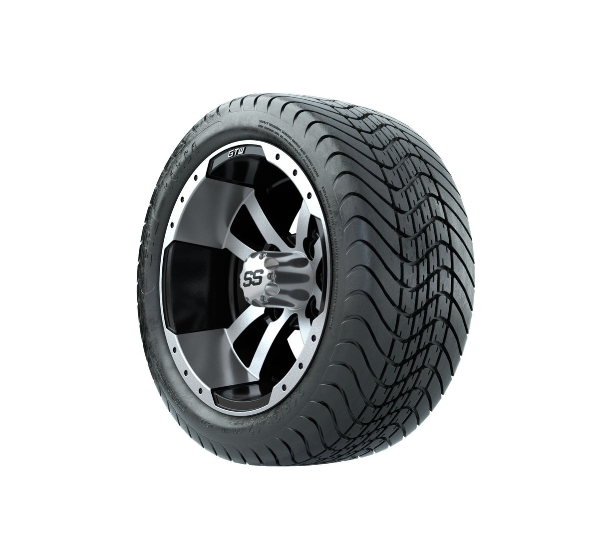 GTW Storm Trooper 12" Black & Machined Wheels with 18" Mamba DOT Street Tires — Set of 4