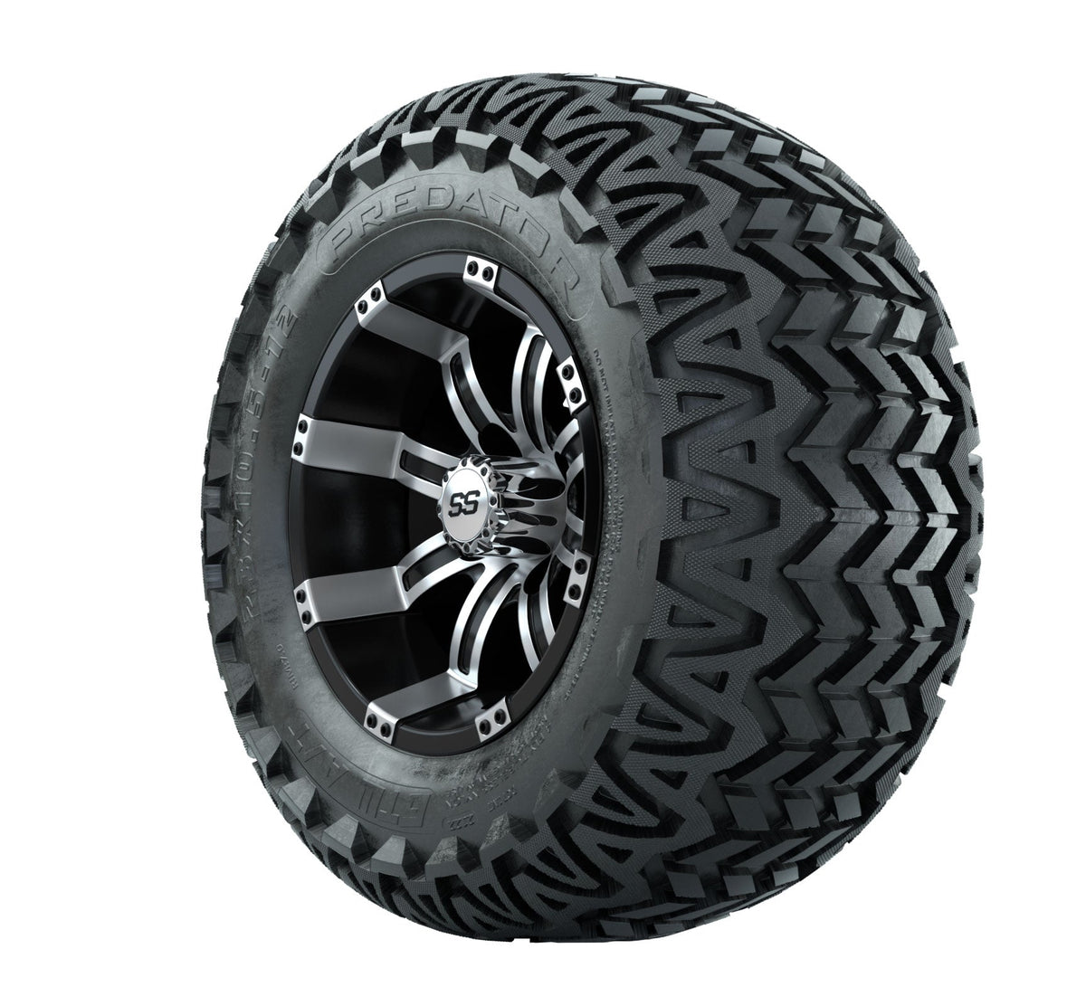 GTW Tempest 12" Black & Machined Wheels with 23" Predator A/T Tires — Set of 4