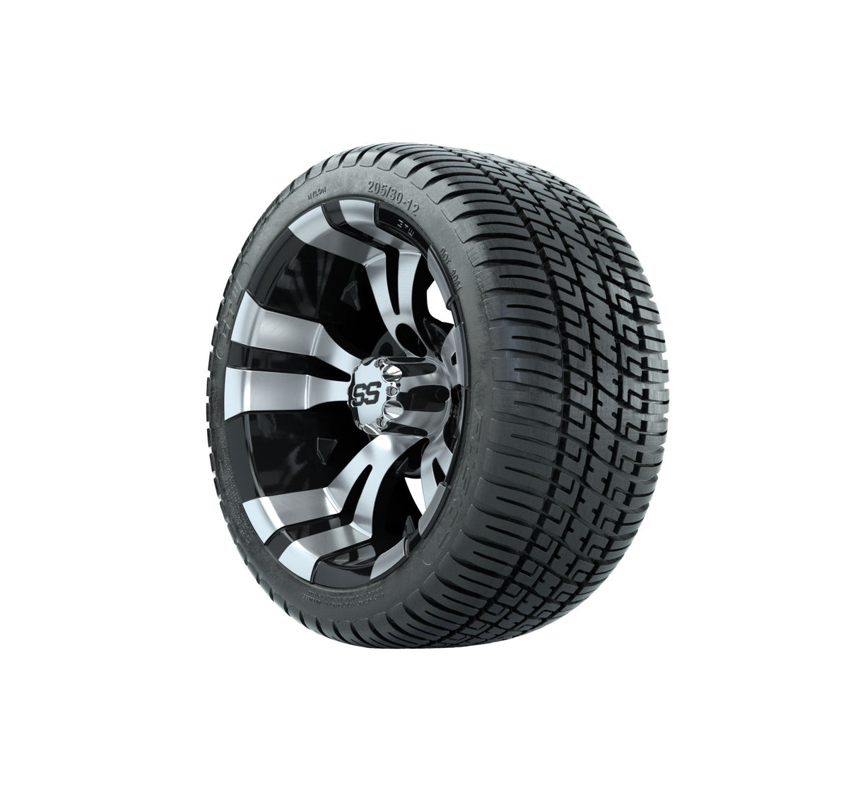 GTW Vampire 12" Black & Machined Wheels with 18" Fusion DOT Street Tires — Set of 4
