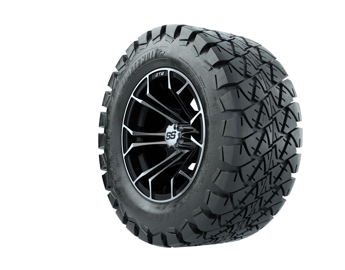 GTW Spyder 12" Black & Machined Wheels with 22" Timberwolf A/T Tires — Set of 4