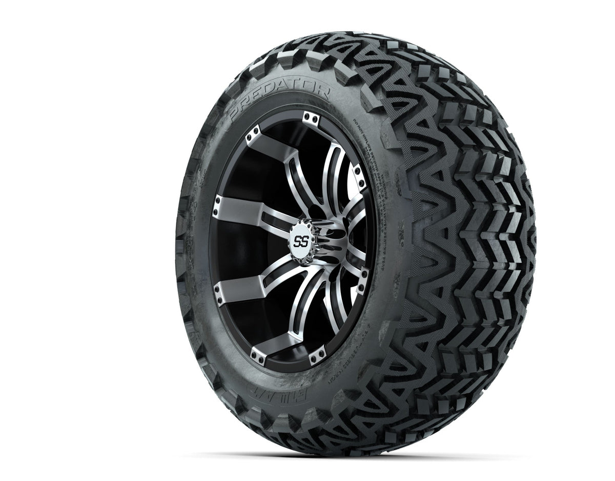 GTW Tempest 14" Black & Machined Wheels with 23" Predator A/T Tires — Set of 4