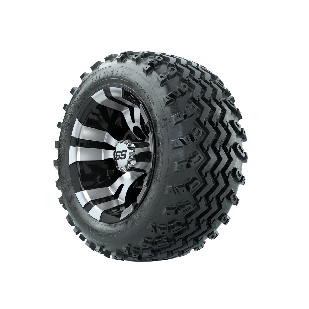 GTW Vampire Machined/Black 10 in Wheels with 18x9.50-10 Rogue All Terrain Tires Full Set