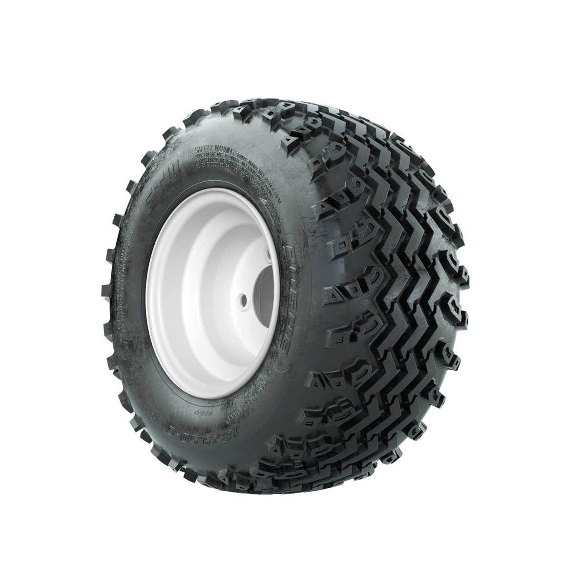 GTW Steel White Centered 8 in Wheels with 18x9.50-8 Rogue All Terrain Tires Full Set