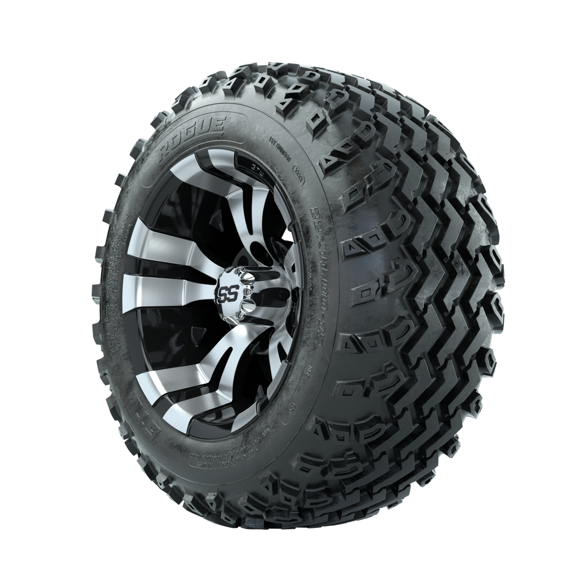 GTW Vampire Machined/Black 12" Wheels with 22x11.00-12 Rogue All Terrain Tires Full Set